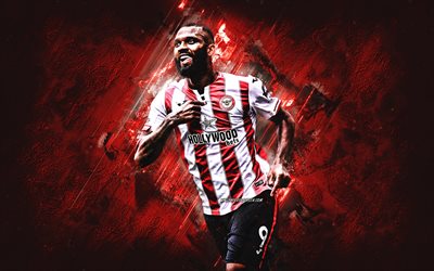 igor thiago, brentford fc, brasilianischer fußballspieler, hintergrund aus rotem stein, brentford, grunge kunst, premier league, england, fußball, igor thiago nascimento rodrigues, igor thiago brentford fc