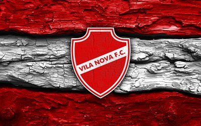 logotipo de madeira do vila nova fc, 4k, fundo de madeira branco vermelho, série b do brasileiro, futebol, vila nova fc logo, emblema do vila nova fc, vila nova fc, clube de futebol brasileiro, vila nova