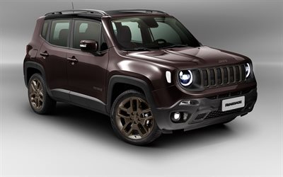 jeep renegade, 2018, limited, kompakt crossover, ny brun renegade, exteriör, framifrån, amerikanska bilar, jeep