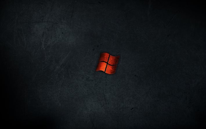 Microsoft Windows, 銅のロゴ, 金属の背景, 創造, 最小限の, Windowsロゴ