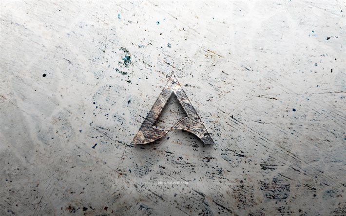 logotipo de pedra ártica, 4k, fundo de pedra, logotipo 3d do ártico, marcas, esboços de logotipo, logotipo do ártico, arte grunge, ártico