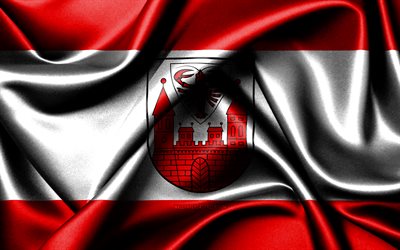 cottbus flagga, 4k, tyska städer, tygflaggor, cottbus dag, vågiga sidenflaggor, tyskland, städer i tyskland, cottbus