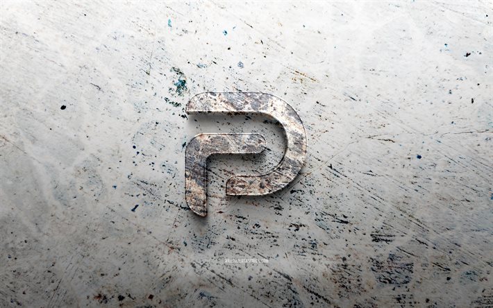 Parler stone logo, 4K, stone background, Parler 3D logo, brands, creative, Parler logo, grunge art, Parler