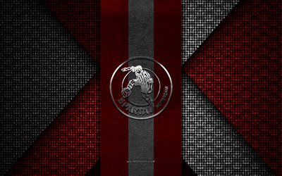 Sparta Rotterdam, Eredivisie, red white knitted texture, Sparta Rotterdam logo, Dutch football club, Sparta Rotterdam emblem, football, Rotterdam, Netherlands