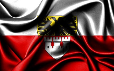 duisburg flagga, 4k, tyska städer, tygflaggor, duisburgs dag, duisburgs flagga, vågiga sidenflaggor, tyskland, städer i tyskland, duisburg