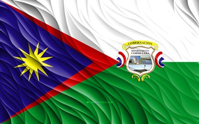 4k, Cordillera flag, wavy 3D flags, paraguayan departments, flag of Cordillera, Day of Cordillera, 3D waves, Departments of Paraguay, Cordillera, Paraguay