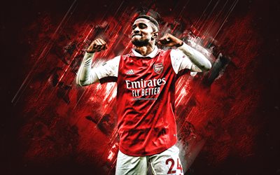 Reiss Nelson, Arsenal FC, portrait, English football player, striker, red stone background, Premier League, England, football