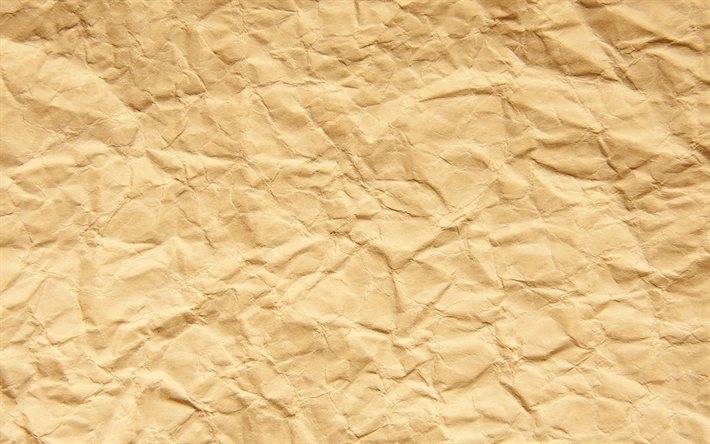 yellow crumpled paper, macro, old paper, grunge backgrounds, crumpled paper textures, yellow paper backgrounds, old paper textures