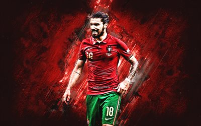 Ruben Neves, Portugal national football team, Portuguese football player, midfielder, red stone background, Portugal, football