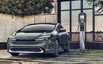 2023, Toyota Prius Prime, 4k, front view, exterior, gray Toyota Prius, electric cars, new Prius 2023, electric car charging, USA version, charger for Toyota Prius, Japanese cars, Toyota