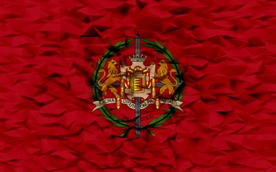 bandeira de valladolid, 4k, província espanhola, fundo de polígono 3d, bandeira de sevilha, textura de polígono 3d, dia de valladolid, 3d bandeira de valladolid, símbolos nacionais espanhóis, arte 3d, província de valladolid, espanha