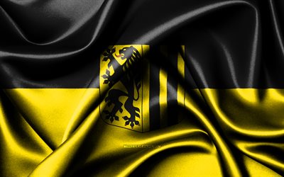 ドレスデンの旗, 4k, ドイツの都市, 布旗, ドレスデンの日, 波状の絹の旗, ドイツ, ドレスデン