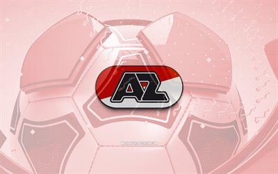 logotipo brillante de az alkmaar, 4k, fondo de fútbol rojo, eredivisie, fútbol, club de fútbol belga, logotipo 3d de az alkmaar, emblema az alkmaar, az alkmaar fc, logotipo deportivo, calle de alkmaar