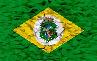 सियारा का झंडा, 4k, ब्राजील के राज्य, 3 डी बहुभुज पृष्ठभूमि, सियारा झंडा, 3 डी बहुभुज बनावट, सेरा का दिन, 3 डी सेरा झंडा, ब्राजील के राष्ट्रीय प्रतीक, 3 डी कला, सिएरा, ब्राज़िल