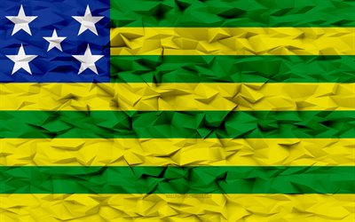 ゴイアスの旗, 4k, ブラジルの州, 3 d ポリゴンの背景, 3 d ポリゴン テクスチャ, ゴイアスの日, 3 d のゴイアスの旗, ブラジルの国のシンボル, 3d アート, ゴイアス, ブラジル