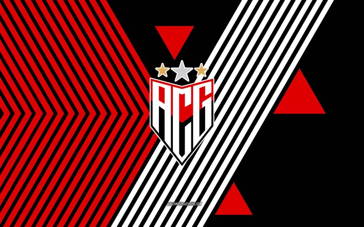 Atletico Goianiense logo, 4k, Brazilian football team, red black lines background, Atletico Goianiense, Serie A, Brazil, line art, Atletico Goianiense emblem, football