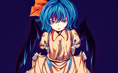 remilia scarlet, touhou, porträtt, remiria sukaretto, huvudantagonist, japansk manga, anime karaktärer, förkroppsligande av scarlet devil, touhou karaktärer