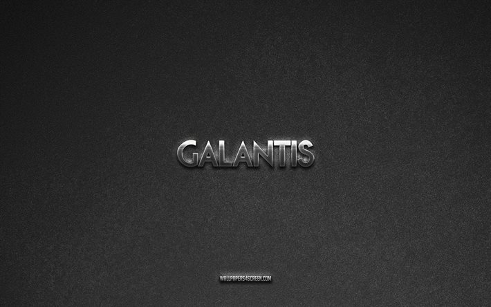 Galantis logo, brands, gray stone background, Galantis emblem, popular logos, Galantis, metal signs, Galantis metal logo, stone texture