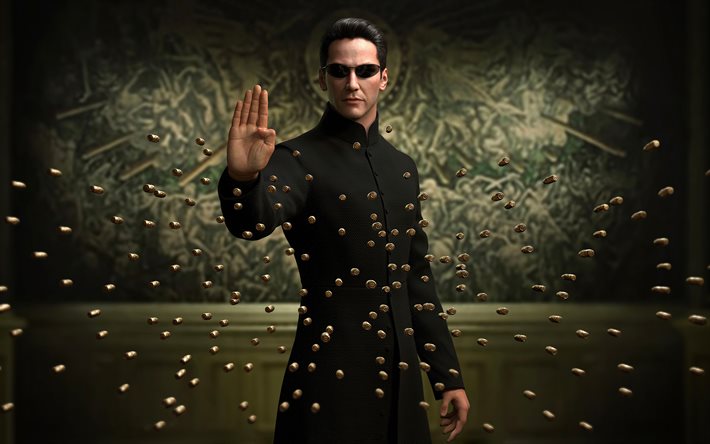 Neo, 4k, poster, The Matrix, 2023 movie, fan art, Keanu Reeves