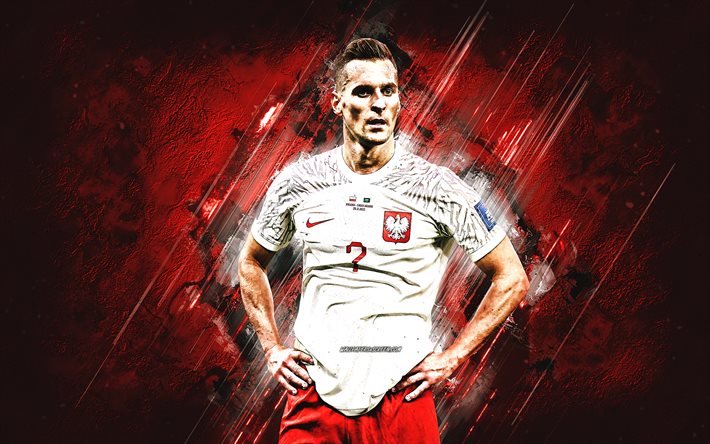 Arkadiusz Milik, Poland national football team, polish football player, red stone background, Poland, football