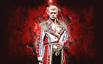 Cody Rhodes, WWE, Runnels, portrait, red stone background, american wrestler, Cody Rhodes art, World Wrestling Entertainment, Cody Garrett Runnels Rhodes