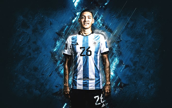 nahuel molina, nazionale di calcio dell'argentina, sfondo di pietra blu, calciatore argentino, argentina, calcio