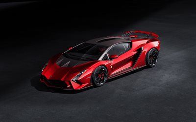 4k, Lamborghini Invencible, 2023, front view, exterior, red Invencible, hypercar, sports cars, italian sports cars, Lamborghini