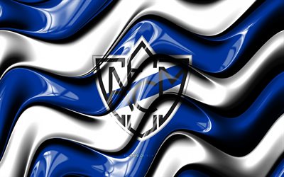 logo 3d du club ferrocarril midland, 4k, vagues 3d blanches bleues, primera nationale, football, drapeau du club ferrocarril midland, créatif, logo du club ferrocarril midland, club ferrocarril midland, club de football argentin, ferrocarril midland fc