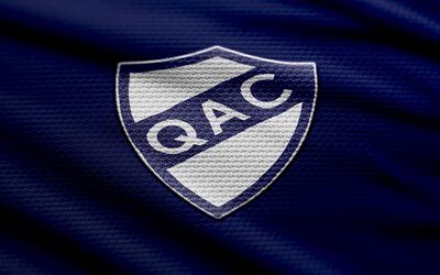 logo en tissu quilmes ac, 4k, fond de tissu bleu, primera nationale, bokeh, football, logo quilmes ac, emblème quilmes ac, quilmes ac, club de football argentin, quilmes fc
