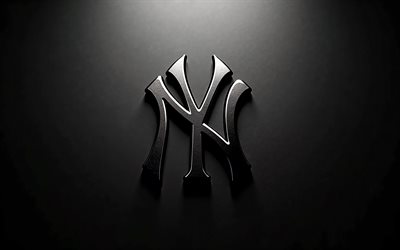 new york yankees svart logotyp, svart metall bakgrund, new york yankees tecken, grunge konst, new york yankees emblem, new york yankees logotyp, ny yankees, baseball, mlb, usa, new york yankees