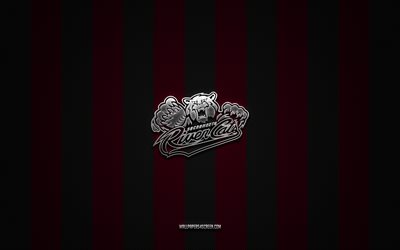 sacramento river cats logo, amerikanischer baseballclub, milb, roter schwarzer kohlenstoffhintergrund, sacramento river cats emblem, minor league baseball, baseball, sacramento river katzen, usa