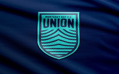 monterey bay fc  kangaslogo, 4k, sininen kangas tausta, usl  mestaruus, bokeh, jalkapallo, monterey bay fc  logo, usl, monterey bay fc  tunnus, fc monterey bay, amerikkalainen jalkapalloseura, monterey bay fc