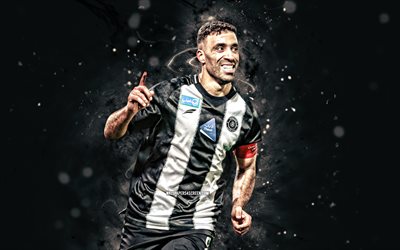 Abderrazak Hamdallah, 4k, white neon lights, Al-Shabab FC, Saudi Professional League, Moroccan footballers, Abderrazak Hamdallah 4K, football, soccer, Al-Shabab, Al Shabab FC, Abderrazak Hamdallah Al Shabab