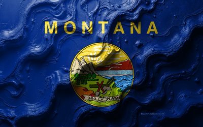 montana  flagge, 4k, steinwellen textur, flagge von montana, 3d montana flag, montana state flag, usa, flaggen amerikanischer staaten, montana