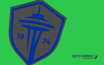 Seattle Sounders FC logo, 4k, green background, carbon art, Seattle Sounders FC emblem, American soccer club, MLS, USA, Seattle Sounders FC, football, Seattle Sounders, soccer, Major League Soccer