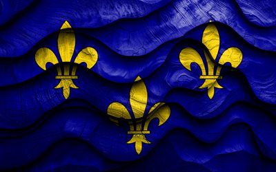 4k, Ile de France flag, Provinces of France, wooden 3D waves flags, Day of Ile de France, flag of Ile de France, France, Ile de France wooden flag, Europe, french provinces, Ile de France
