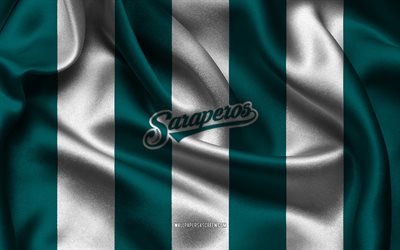 4k, saraperos de saltillo logo, grüner weißer seidenstoff, mexikanisches baseballteam, saraperos de saltillo emblem, mexikanische baseballliga, saraperos de saltillo, mexiko, baseball, saraperos de saltillo flagge, lmb