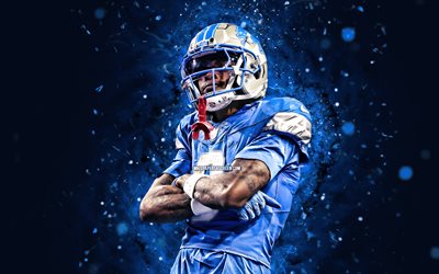 jameson williams, 4k, luci al neon blu, detroit lions, nfl, football american football, jameson williams 4k, football americano, national football league, jamo, jameson williams detroit lions