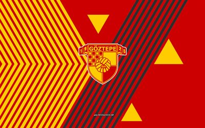 logotipo de goztepe, 4k, equipo de fútbol turco, fondo de líneas blancas rojas, goztepe, súper ligh turco, pavo, arte de línea, emblema de goztepe, fútbol americano, goztepe sk