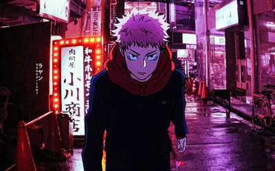 4k, Sukuna, night, Jujutsu Kaisen, street, protagonist, Gojo Satoru, manga, Jujutsu Kaisen series, Jujutsu Kaisen characters, artwork, Sukuna Jujutsu Kaisen