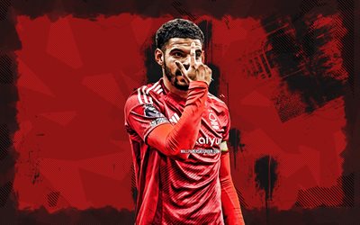 4k, morgan gibbs white, fondo grune rojo, nottingham forest fc, liga premier, futbolistas ingleses, morgan gibbs white 4k, fútbol americano, fútbol, celebración personal, bosque de nottingham, bosque de nottingham de morgan gibbs white