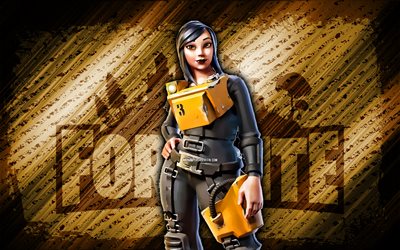 machinist mina fortnite, 4k, sfondo diagonale giallo, grunge art, fortnite, opera d'arte, machinist mina skin, personaggi fortnite, machinist mina, machinist fortnite mina skin