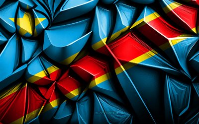 bandera de la república democrática del congo, 4k, textura creativa 3d, república democrática del congo 3d flag, áfrica, arte 3d, república democrática del congo, bandera de países africanos
