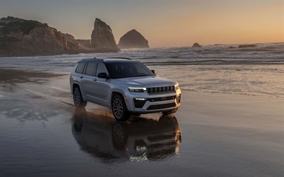 2026, jeep grand cherokee, 4k, edestä katsottuna, ulkopuoli, harmaa jeep grand cherokee, uusi grand cherokee 2026, amerikkalaiset autot, jeeppi