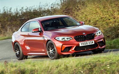 4k, bmw m2, yol, 2020 arabalar, f87, birleşik krallık'a özgü, kırmızı bmw m2, 2020 bmw m2, alman arabaları, bmw m2 f87, bmw