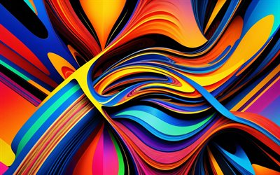 4k, ondas abstractas coloridas, abstracciones, obra de arte, curvas abstractas, vórtice abstracto, abstracción colorida, fondo ondulado abstracto, ondas abstractas, fondos abstractos