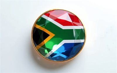 Flag of South Africa, 4k, South Africa flag inside a gemstone, white background, South Africa flag, gemstone, white crystal background, South Africa