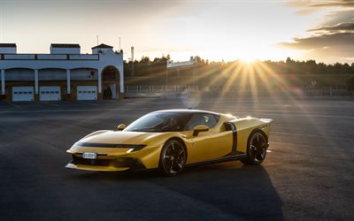 ferrari 849 testarossa, 4k, soleil éclatant, 2026 voitures, f173m, supercars, ferrari 849 testarossa jaune, ferrari 849 testarossa 2026, voitures italiennes, ferrari