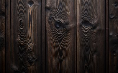 4k, texture en bois sombre, planches verticales, bois dur, textures en bois, fond en bois sombre, bûches verticales, textures naturelles, textures verticales en bois, modèles en bois