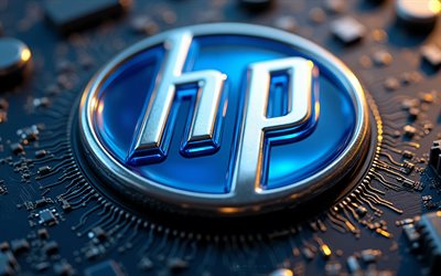 Hewlett-Packard blue 3D logo, 4k, black digital background, HP symbol, HP sign, HP emblem, HP, Hewlett-Packard emblem, Hewlett-Packard, HP blue logo
